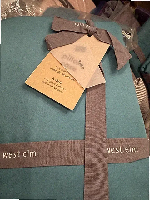 2 West Elm pillowcases King Tencel blue teal New w tag