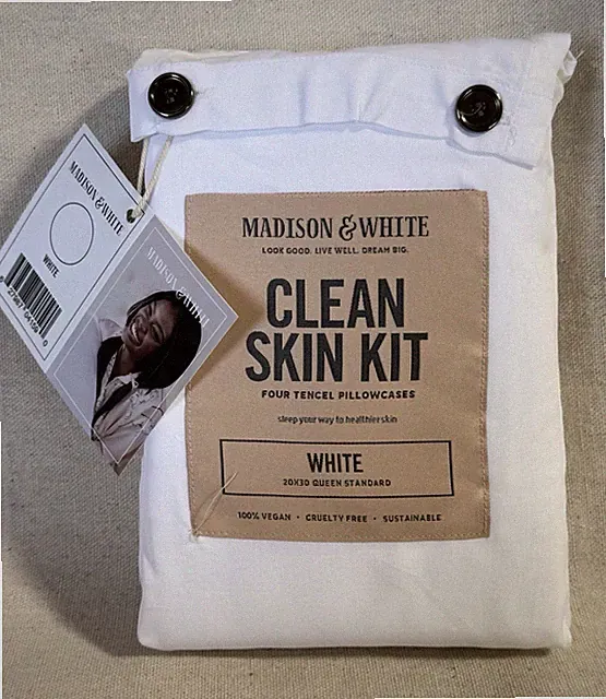 4 Pack Madiaon & White Tencel Pillow Cases Clean Skin Kit Queen 20" x 30"