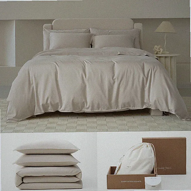 Double Stitch Cotton Tencel Duvet Cover - Queen Size Comforter Cover, Luxury...