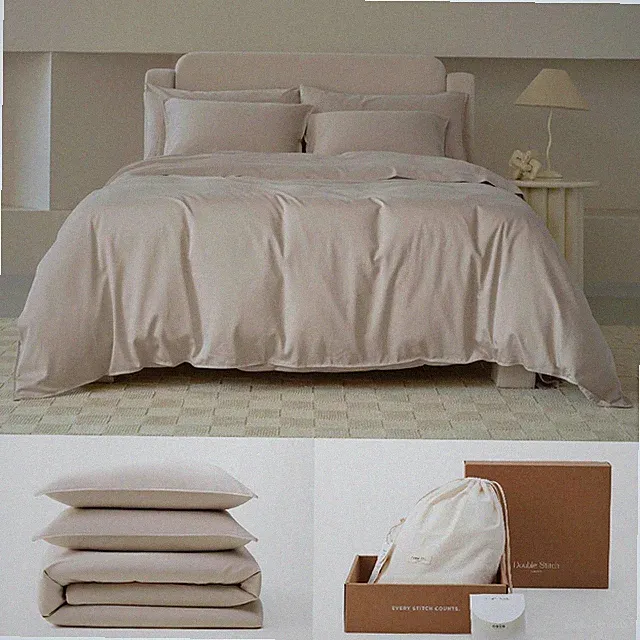 Double Stitch Cotton Tencel Duvet Cover Set Queen Size Comforter Cover 90x90
