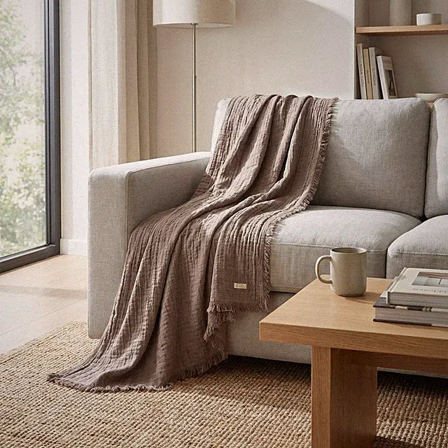 Frig Waffle Throw Blanket with Tassels - 50x66 Inch - 100% Turkish Cotton Ten...