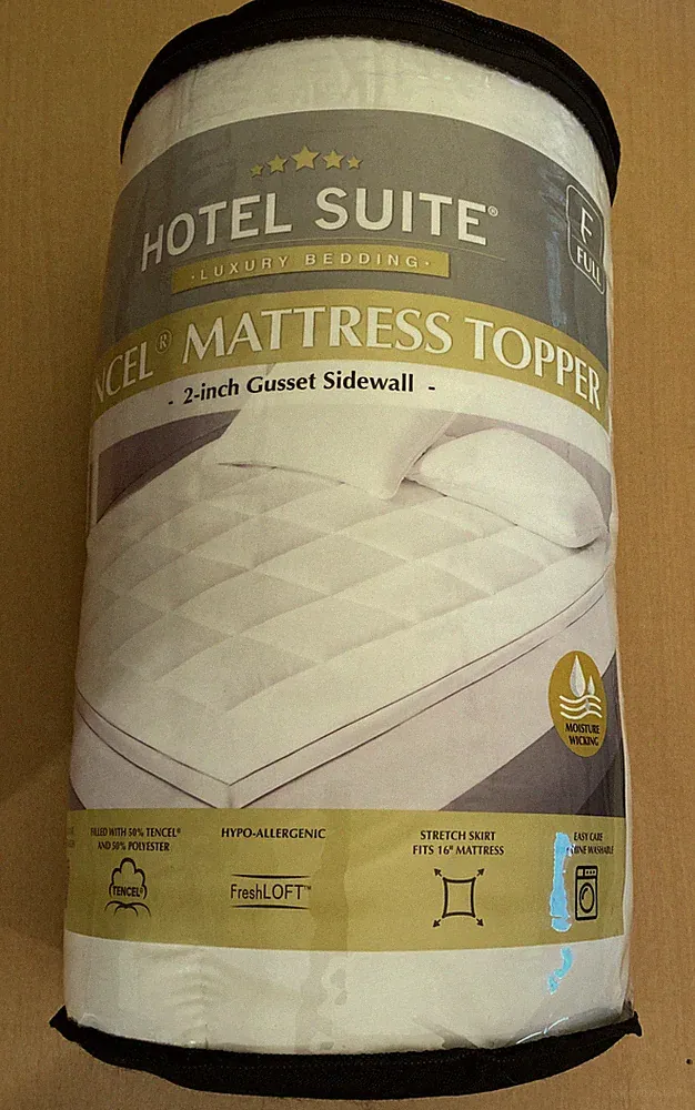 Hotel Suite Luxury Bedding Tencel Mattress Topper- 2” Gusset Sidewall - Full