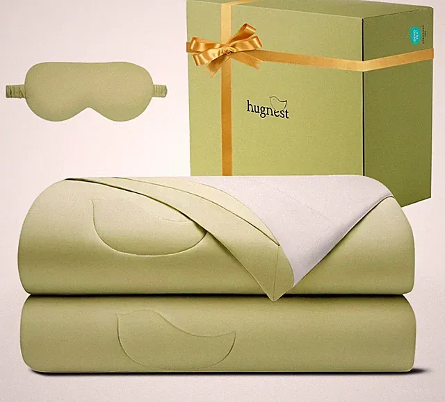 HugNest Comforter Set Queen Size Sage Green Soft Tencel Cotton Bed Set 3PS