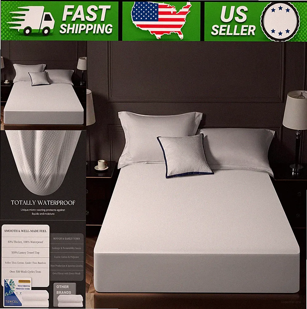 King Tencel Waterproof Mattress Protector 18" Deep Pocket Cooling Pad Cover