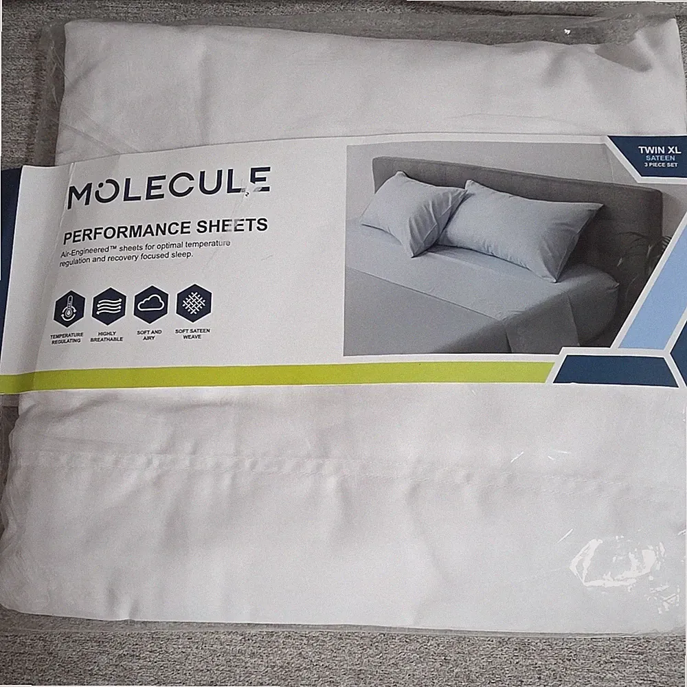 Molecule Twin XL 300TC Cotton TENCEL Sateen Sheet Set White 3pc