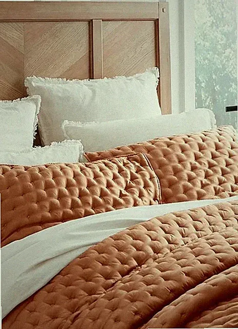 NWT Southern Living Brendan Terracotta Silky Full/Queen Coverlet & Shams Set 3Pc
