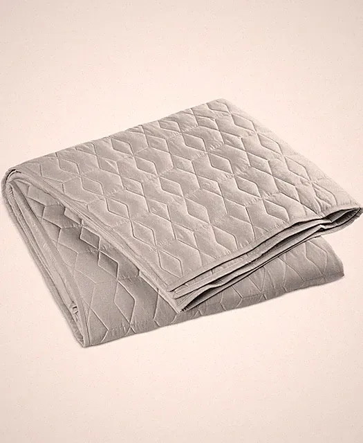 Oake Cotton Tencel Geometric Embroidered FULL / QUEEN Quilt Light Gray Bedspread
