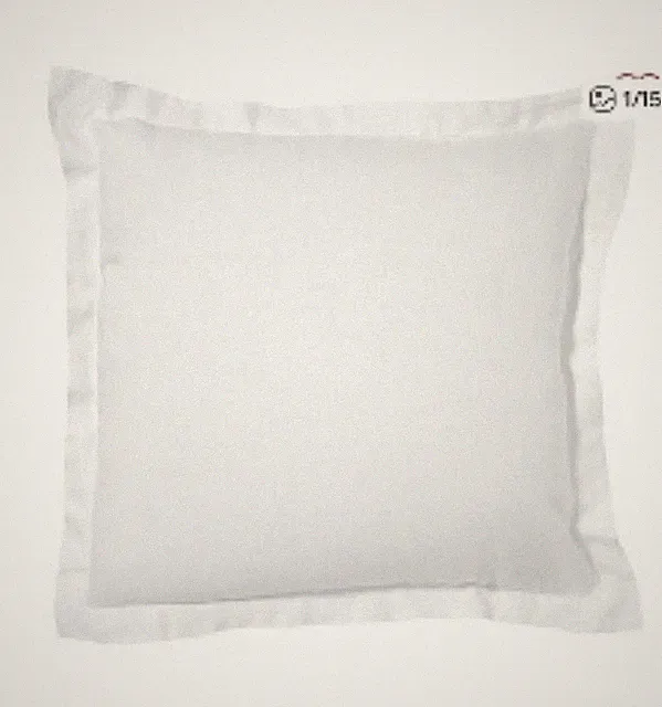 Pair (2) Pottery Barn White Tencel Lyocell w Linen Flange Euro Shams, 26x26