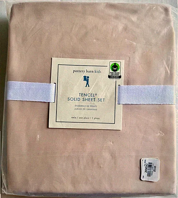Pottery Barn Tencel Core Solid Twin Sheet Set Blush Pink 100% Tencel OLD STOCK !