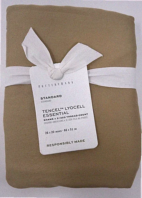 Pottery Barn Tencel Lyocell 2 Standard Shams Taupe_NWT_T#I