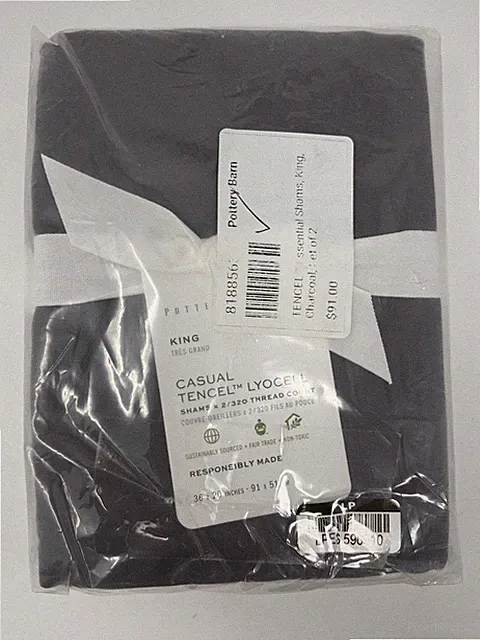 Pottery Barn Tencel Lyocell Shams (2)_King_Charcoal Gray_NWT_T#E