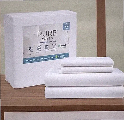 Pure Earth Tencel Blend 4-piece - King - Bed Sheet Set 300 TC White Brand New