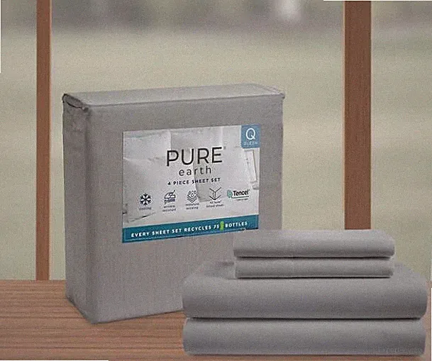 Pure Earth Tencel Blend 4-piece - King - Sheet Set 300 TC Gray Brand New