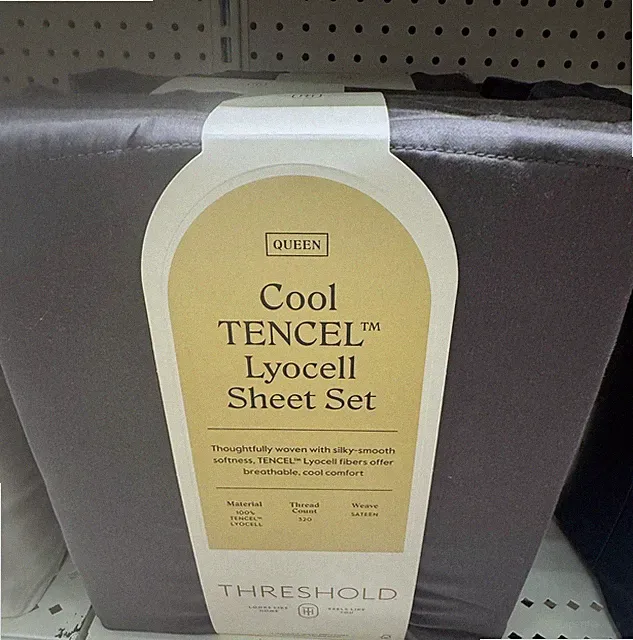 Queen Cool TENCEL Lyocell Sheet Set Gray 4PC 320 Thread Count Sateen Soft Coolin