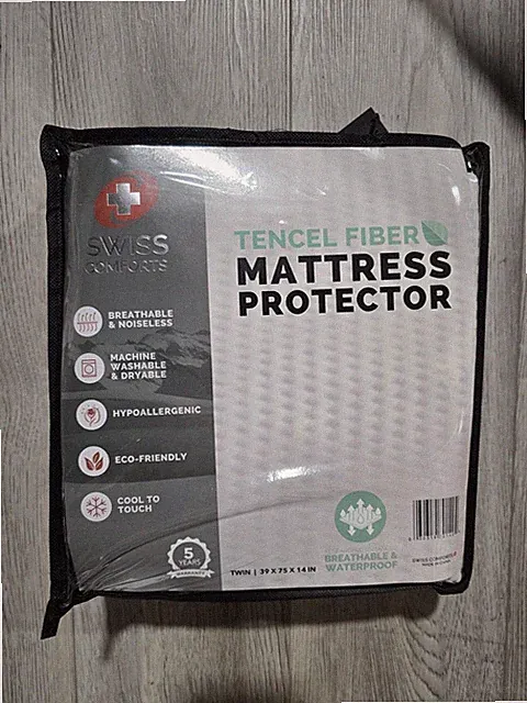 Swiss Comforts White Tencel Fiber Twim Mattress Protector Pad