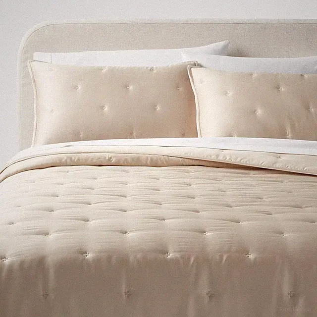 Threshold Comforter Set Lyocell Satin Cooling Solid TENCEL, Khaki, King