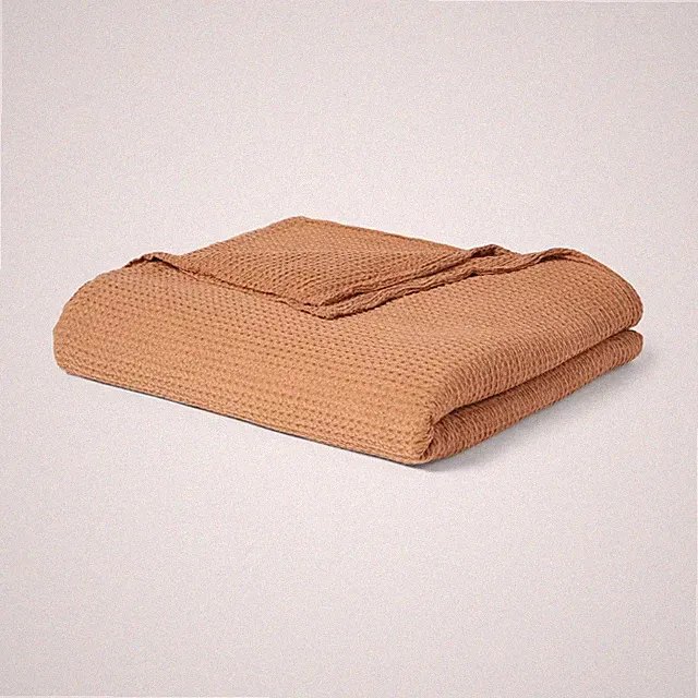 Twin/Twin Extra Long TENCEL Lyocell Waffle Bed Blanket Brown
