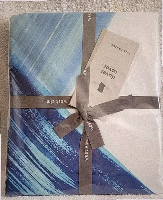 West Elm BRUSHSTROKES DUVET COVER Tencel Full/Queen NEW WITH TAG #77