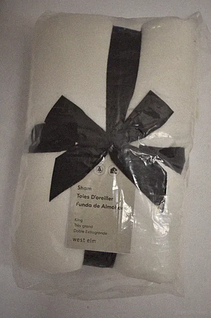 West Elm Silky Tencel Plush Comforter Sham King Size Pure White Bedding